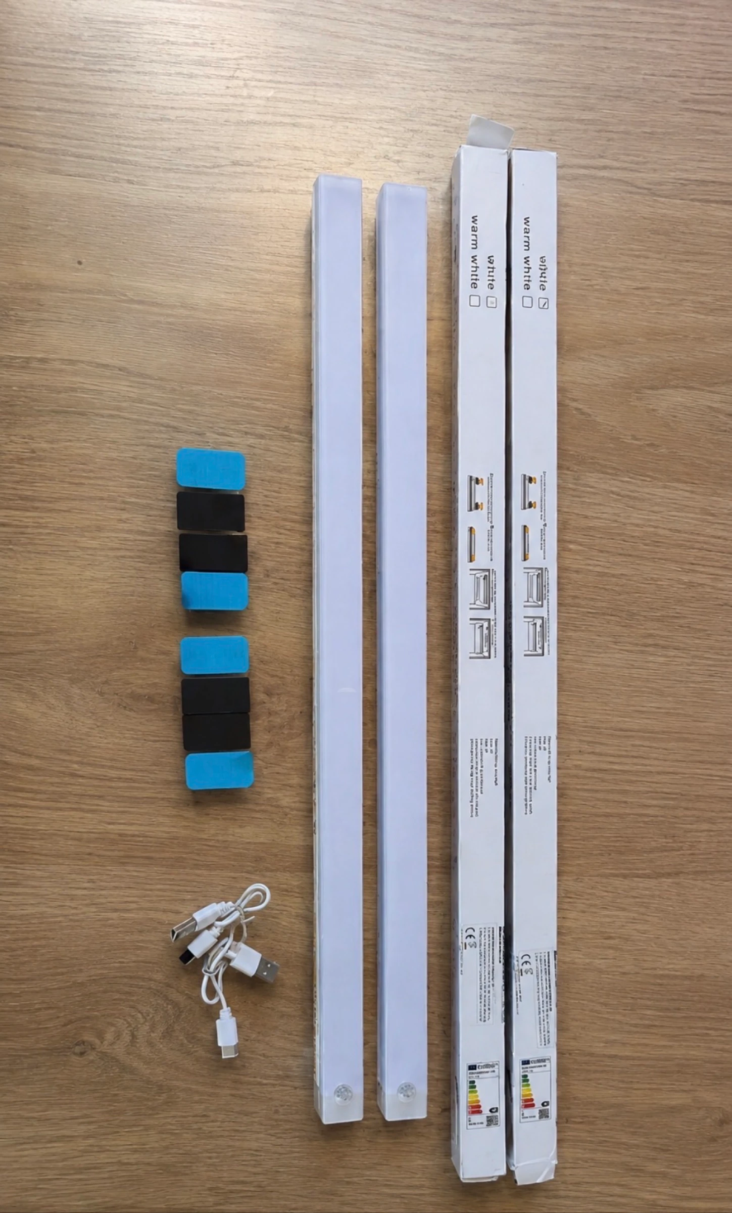 Pack 2 Barras LED 50cm con Sensor Movimiento Luces Armario Recargable USB